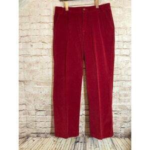 ERIKA Corduroy Pants Womens 10 Bright Cranberry Red Wide Leg Artsy Eclectic